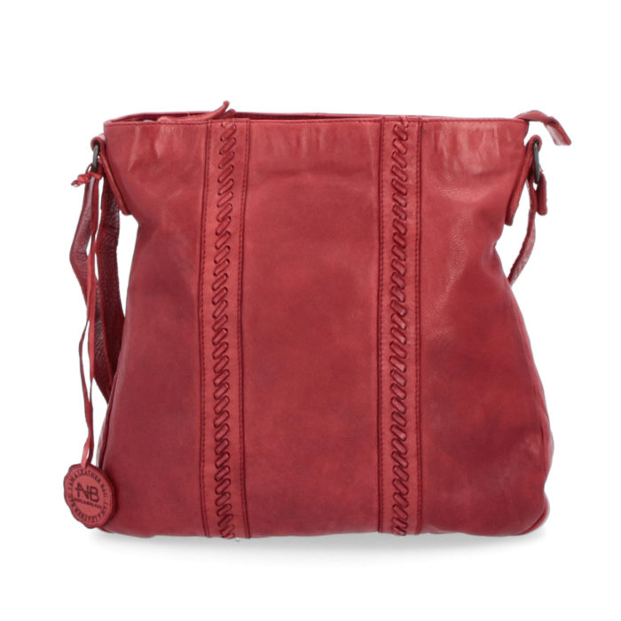 červená kabelka z pravej kože
